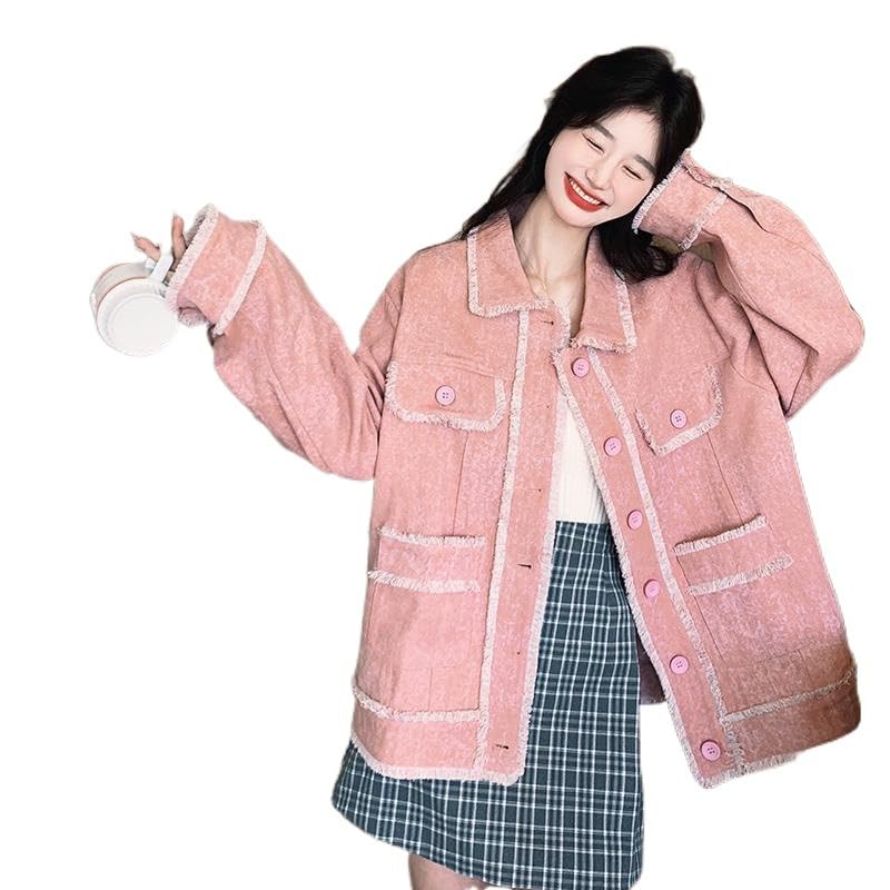 春の女子会に最適❤️ショートジャケットコート Amazon.co.jp: コート レディース ピンクの小香風デニム